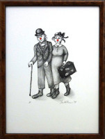 Iva Hüttnerová - Klauni - grafika 
